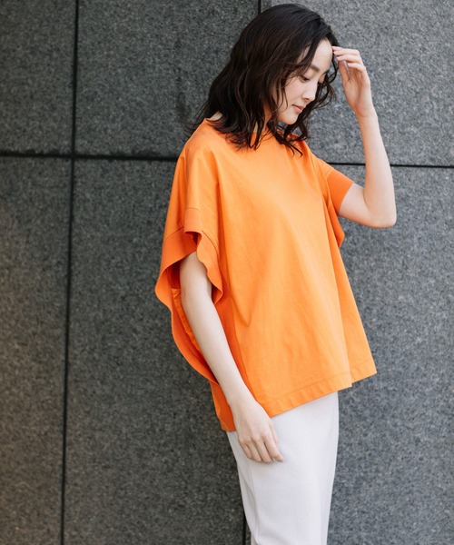 Munich（ミューニック）の「プレミアムコットンジャージニットリブプルオーバー（Tシャツ/カットソー・レディース・ブラウン/ホワイト/ブルー/オレンジ/ブラック・FREE）」の10枚目の写真