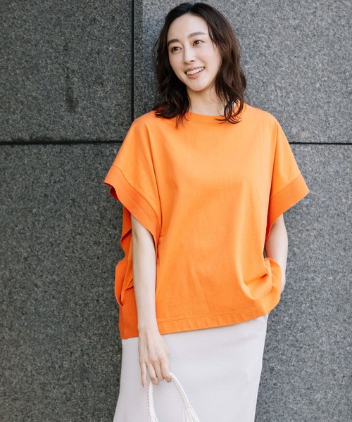 Munich（ミューニック）の「プレミアムコットンジャージニットリブプルオーバー（Tシャツ/カットソー・レディース・ブラウン/ホワイト/ブルー/オレンジ/ブラック・FREE）」の9枚目の写真