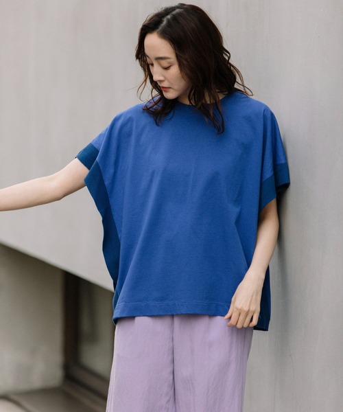 Munich（ミューニック）の「プレミアムコットンジャージニットリブプルオーバー（Tシャツ/カットソー・レディース・ブラウン/ホワイト/ブルー/オレンジ/ブラック・FREE）」の16枚目の写真