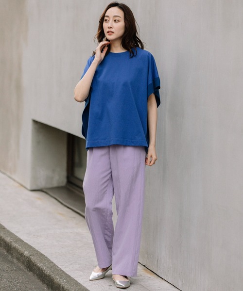 Munich（ミューニック）の「プレミアムコットンジャージニットリブプルオーバー（Tシャツ/カットソー・レディース・ブラウン/ホワイト/ブルー/オレンジ/ブラック・FREE）」の13枚目の写真