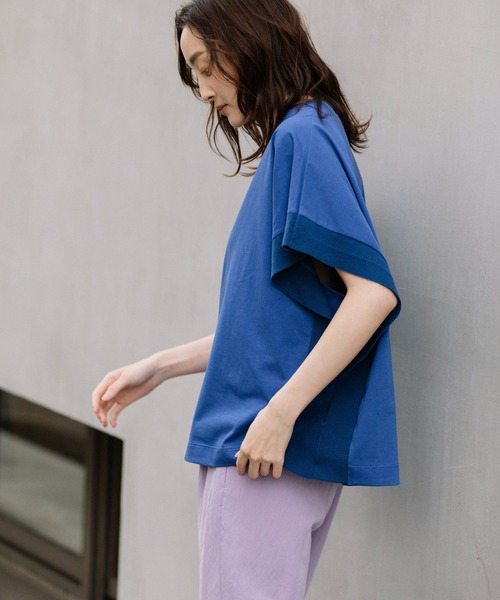 Munich（ミューニック）の「プレミアムコットンジャージニットリブプルオーバー（Tシャツ/カットソー・レディース・ブラウン/ホワイト/ブルー/オレンジ/ブラック・FREE）」の17枚目の写真