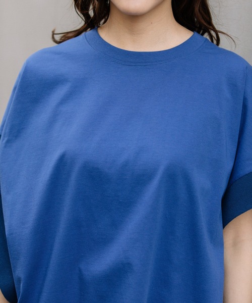 Munich（ミューニック）の「プレミアムコットンジャージニットリブプルオーバー（Tシャツ/カットソー・レディース・ブラウン/ホワイト/ブルー/オレンジ/ブラック・FREE）」の19枚目の写真