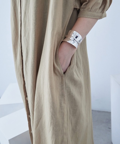 Fashion Letter（ファッションレター）の「襟プリーツワンピース（シャツワンピース・レディース・カーキ/ベージュ/チャコール・M）」の9枚目の写真