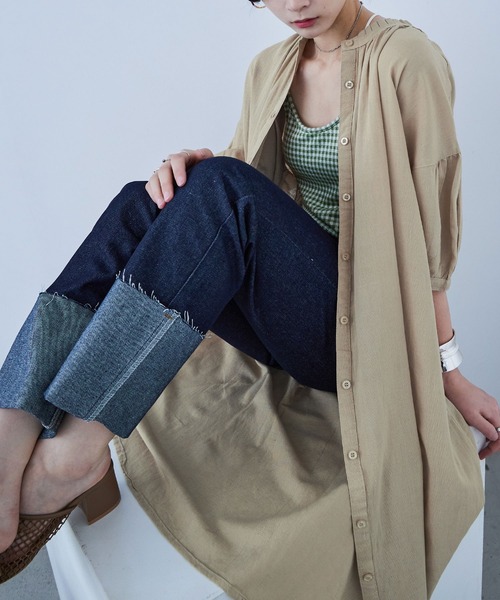 Fashion Letter（ファッションレター）の「襟プリーツワンピース（シャツワンピース・レディース・カーキ/ベージュ/チャコール・M）」の15枚目の写真