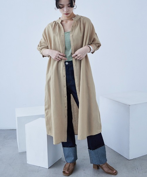 Fashion Letter（ファッションレター）の「襟プリーツワンピース（シャツワンピース・レディース・カーキ/ベージュ/チャコール・M）」の20枚目の写真