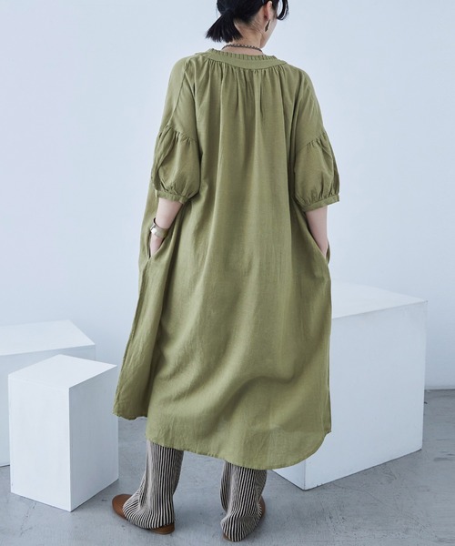 Fashion Letter（ファッションレター）の「襟プリーツワンピース（シャツワンピース・レディース・カーキ/ベージュ/チャコール・M）」の21枚目の写真