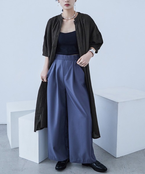 Fashion Letter（ファッションレター）の「襟プリーツワンピース（シャツワンピース・レディース・カーキ/ベージュ/チャコール・M）」の7枚目の写真