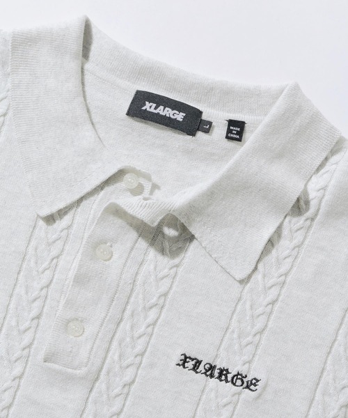 XLARGE（エクストララージ）の「EMBROIDERED KNIT POLO SHIRT（ポロシャツ・メンズ・ブラック/アッシュ・S/M/L/XL）」の4枚目の写真
