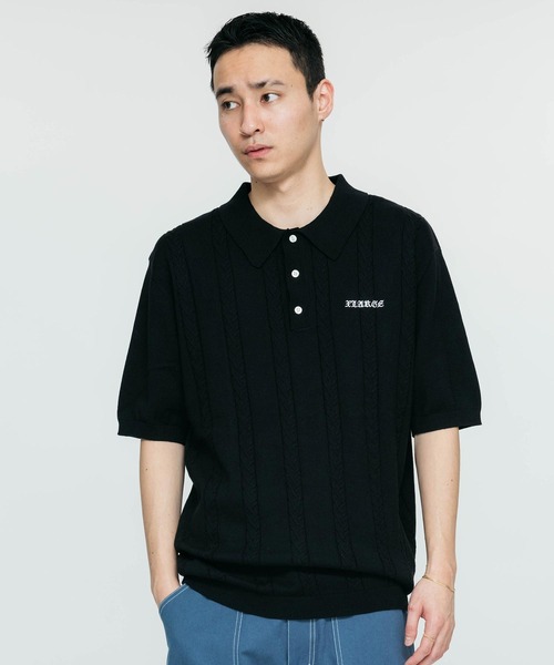 XLARGE（エクストララージ）の「EMBROIDERED KNIT POLO SHIRT（ポロシャツ・メンズ・ブラック/アッシュ・S/M/L/XL）」の9枚目の写真