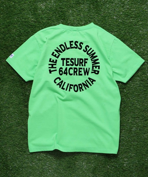 The Endless Summer(エンドレスサマー)の「TES SURF TEAM FLOCKY T-SHIRT / Tシャツ(Tシャツ/カットソー・メンズ・ターコイズブルー/ブラック/イエロー/サーモンピンク/ケリーグリーン/ホワイト・LARGE/SMALL/X-LARGE/MEDIUM)」の4枚目の写真