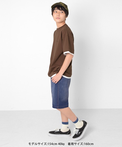 GLAZOS（グラソス）の「【接触冷感】デニム・ハーフパンツ（デニムパンツ・キッズ・ブルー/インディゴブルー・170cm/160cm/150cm/140cm）」の3枚目の写真