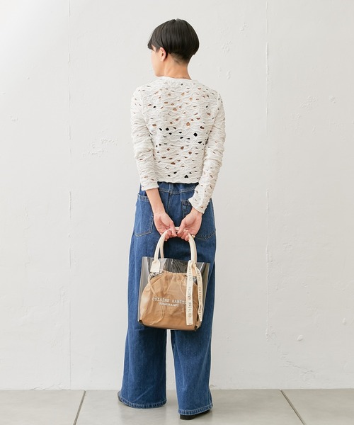 CUISINE HABITS(クイジーヌハビッツ)の「HORIZONTAL TOTE PVCトート(トートバッグ・レディース・ブラック/アイボリー/ホワイト×グレー/ブラック×ブラック/Black/Off White/クリアブラック・フリー)」の11枚目の写真