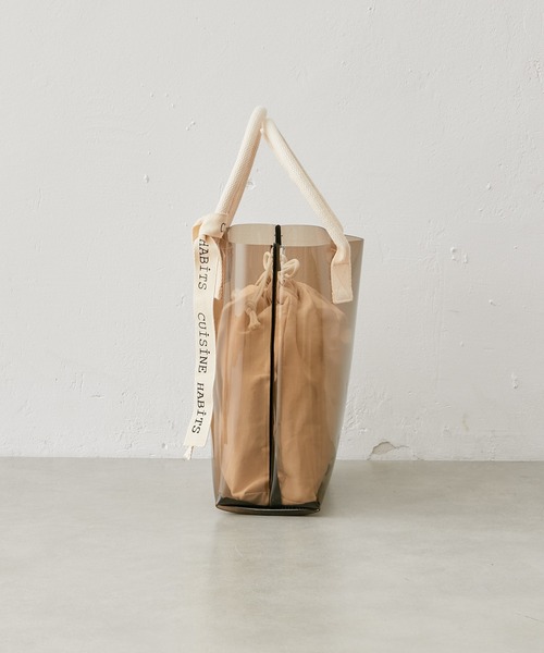 CUISINE HABITS(クイジーヌハビッツ)の「HORIZONTAL TOTE PVCトート(トートバッグ・レディース・ブラック/アイボリー/ホワイト×グレー/ブラック×ブラック/Black/Off White/クリアブラック・フリー)」の13枚目の写真