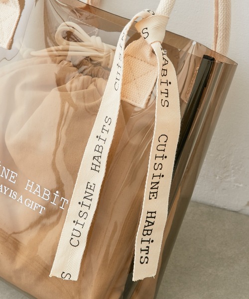 CUISINE HABITS(クイジーヌハビッツ)の「HORIZONTAL TOTE PVCトート(トートバッグ・レディース・ブラック/アイボリー/ホワイト×グレー/ブラック×ブラック/Black/Off White/クリアブラック・フリー)」の16枚目の写真