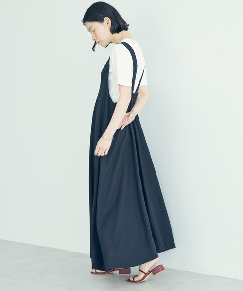 AMERICAN HOLIC（アメリカンホリック）の「Vネックリネンブレンドワンピース（ワンピース・レディース・ブラック/ブラウン・FREE）」の5枚目の写真