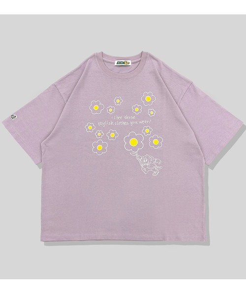 A'gem(エージェム)の「『A'gem/エージェム』フラワープリント半袖Tシャツ/ハーフスリーブカットソー(Tシャツ/カットソー・メンズ・ホワイト/パープル/ブラック・FREE)」の1枚目の写真