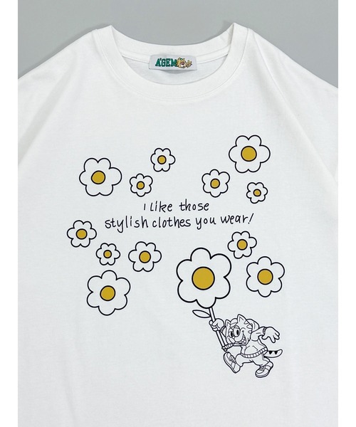 A'gem(エージェム)の「『A'gem/エージェム』フラワープリント半袖Tシャツ/ハーフスリーブカットソー(Tシャツ/カットソー・メンズ・ホワイト/パープル/ブラック・FREE)」の12枚目の写真