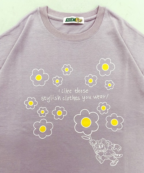 A'gem(エージェム)の「『A'gem/エージェム』フラワープリント半袖Tシャツ/ハーフスリーブカットソー(Tシャツ/カットソー・メンズ・ホワイト/パープル/ブラック・FREE)」の18枚目の写真