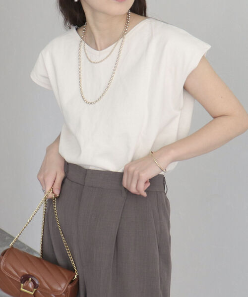 fredy emue(フレディエミュ)の「OEボーダー/無地2WAYフレンチTシャツ(Tシャツ/カットソー・レディース・ピンク系その他/ブラック系その他/アイボリー・38)」の10枚目の写真