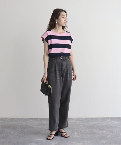 fredy emue(フレディエミュ)の「OEボーダー/無地2WAYフレンチTシャツ(Tシャツ/カットソー・レディース・ピンク系その他/ブラック系その他/アイボリー・38)」の13枚目の写真