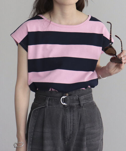 fredy emue(フレディエミュ)の「OEボーダー/無地2WAYフレンチTシャツ(Tシャツ/カットソー・レディース・ピンク系その他/ブラック系その他/アイボリー・38)」の19枚目の写真