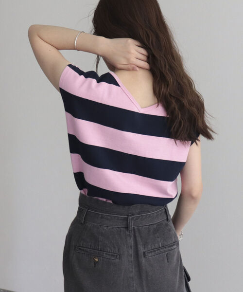 fredy emue(フレディエミュ)の「OEボーダー/無地2WAYフレンチTシャツ(Tシャツ/カットソー・レディース・ピンク系その他/ブラック系その他/アイボリー・38)」の22枚目の写真