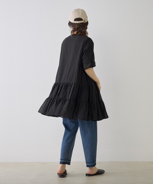 PUAL CE CIN（ピュアルセシン）の「インドボイルティアードチュニックブラウス（シャツ/ブラウス・レディース・ブルー/ベージュ/ブラック/オレンジ/ホワイト・FREE）」の11枚目の写真