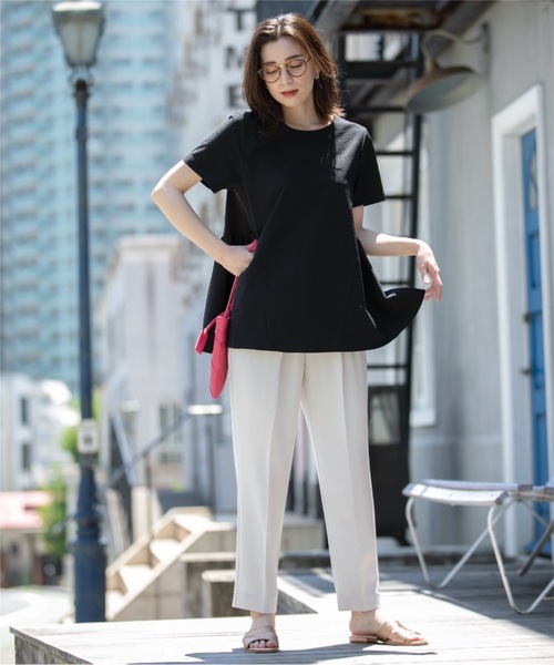 OPAQUE.CLIP（オペークドットクリップ）の「◆サッカーストライプ ペプラムブラウス【イージーケア/吸水速乾/ストレッチ/洗濯機洗い可】（シャツ/ブラウス・レディース・ホワイト系5/ブルー系2/ブラック・38/40/36/42）」の10枚目の写真