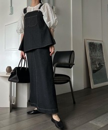 WILLFULLY | layered peplum denim jumper skirt(ジャンパースカート)