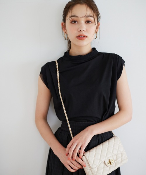 mysty woman(ミスティウーマン)の「チュールレイヤードフレンチプルオーバー 961333(Tシャツ/カットソー・レディース・オフホワイト/ブラック/モカ・FREE)」の3枚目の写真