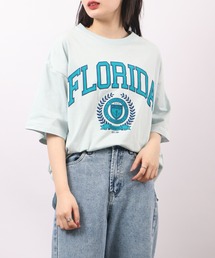 spiritoso フロッキープリント フロリダ半袖Tシャツ
