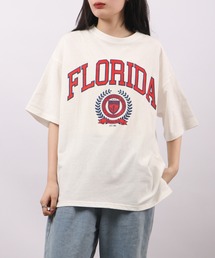 spiritoso フロッキープリント フロリダ半袖Tシャツ