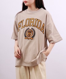 spiritoso フロッキープリント フロリダ半袖Tシャツ