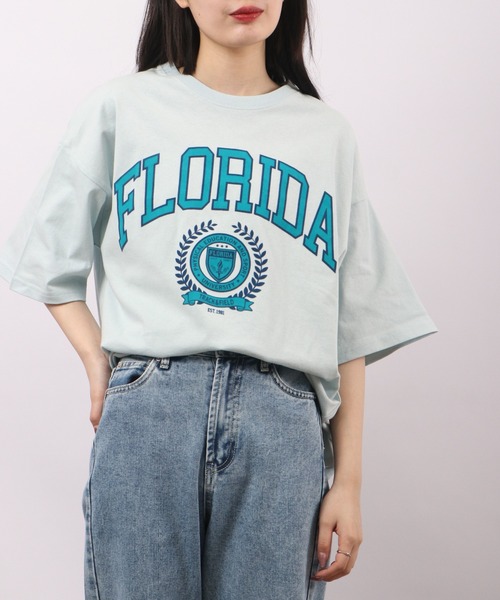 spiritoso(スピリトーゾ)の「spiritoso フロッキープリント フロリダ半袖Tシャツ(Tシャツ/カットソー・レディース・グレイッシュベージュ/グレー/スミクロ/ホワイト・F)」の19枚目の写真
