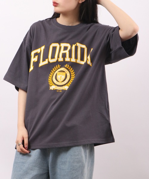 spiritoso(スピリトーゾ)の「spiritoso フロッキープリント フロリダ半袖Tシャツ(Tシャツ/カットソー・レディース・グレイッシュベージュ/グレー/スミクロ/ホワイト・F)」の13枚目の写真
