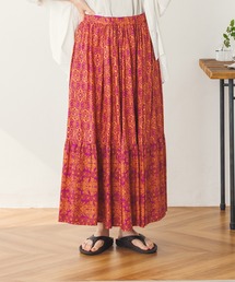 lil nina | レーヨン プリント ギャザーフレアスカート(スカート)