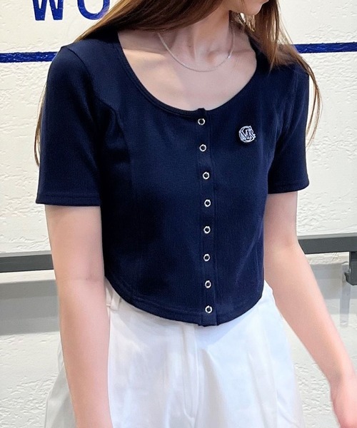 MAGPIEROBIN（マグパイロビン）の「MAGPIE ROBIN／COCOスナップカーディガン 2965644（カーディガン/ボレロ・レディース・ネイビー/グリーン/ライトグレー・FREE）」の3枚目の写真