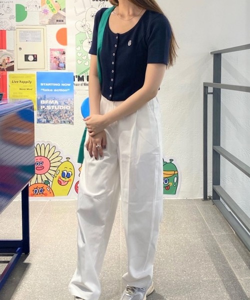 MAGPIEROBIN（マグパイロビン）の「MAGPIE ROBIN／COCOスナップカーディガン 2965644（カーディガン/ボレロ・レディース・ネイビー/グリーン/ライトグレー・FREE）」の4枚目の写真