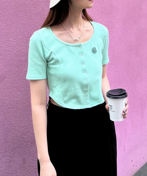 MAGPIEROBIN（マグパイロビン）の「MAGPIE ROBIN／COCOスナップカーディガン 2965644（カーディガン/ボレロ・レディース・ネイビー/グリーン/ライトグレー・FREE）」の8枚目の写真