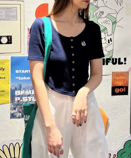 MAGPIEROBIN（マグパイロビン）の「MAGPIE ROBIN／COCOスナップカーディガン 2965644（カーディガン/ボレロ・レディース・ネイビー/グリーン/ライトグレー・FREE）」の5枚目の写真