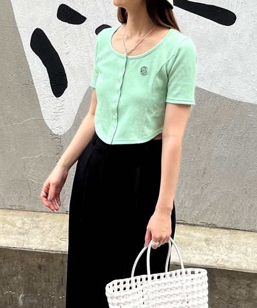 MAGPIEROBIN（マグパイロビン）の「MAGPIE ROBIN／COCOスナップカーディガン 2965644（カーディガン/ボレロ・レディース・ネイビー/グリーン/ライトグレー・FREE）」の10枚目の写真