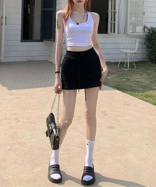 Chick(チック)の「Tight Sweat Mini Skirt / スウェットミニタイトスカート(スカート・レディース・ブラック/グレー/チャコール/ピンク・S/M/L)」の6枚目の写真