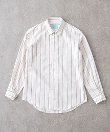 BRICK & SONS | リラックスダブルポケットシャツ＜ベージュグリーンストライプ＞(シャツ/ブラウス)