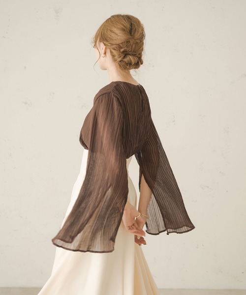 Ambre Neige（アンブルネージュ）の「ソデスリットワッシャーブラウス／【WEB/EC限定商品】（シャツ/ブラウス・レディース・アイボリー/ダークブラウン/オレンジ・FREE）」の2枚目の写真