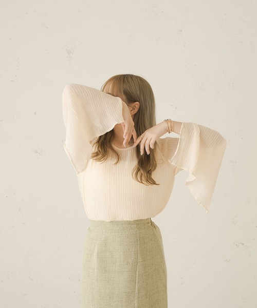 Ambre Neige（アンブルネージュ）の「ソデスリットワッシャーブラウス／【WEB/EC限定商品】（シャツ/ブラウス・レディース・アイボリー/ダークブラウン/オレンジ・FREE）」の7枚目の写真