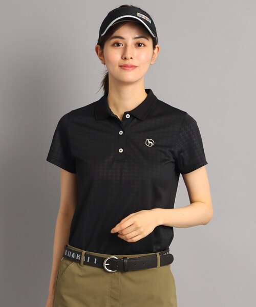 adabat（アダバット）の「◆【吸水速乾】千鳥柄デザイン 半袖ポロシャツ（ポロシャツ・レディース・ブラック系3/ベージュ系その他6・38/40/42）」の2枚目の写真