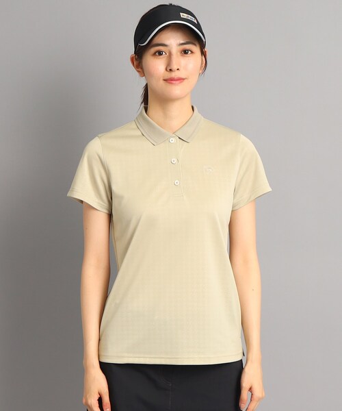 adabat（アダバット）の「◆【吸水速乾】千鳥柄デザイン 半袖ポロシャツ（ポロシャツ・レディース・ブラック系3/ベージュ系その他6・38/40/42）」の3枚目の写真