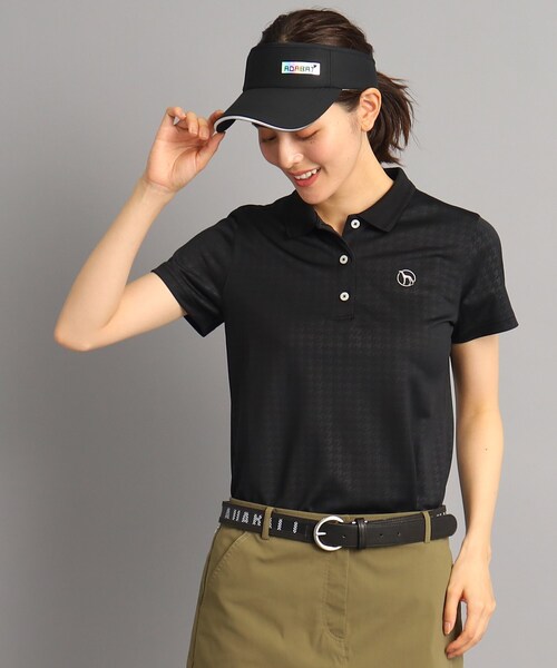 adabat（アダバット）の「◆【吸水速乾】千鳥柄デザイン 半袖ポロシャツ（ポロシャツ・レディース・ブラック系3/ベージュ系その他6・38/40/42）」の11枚目の写真