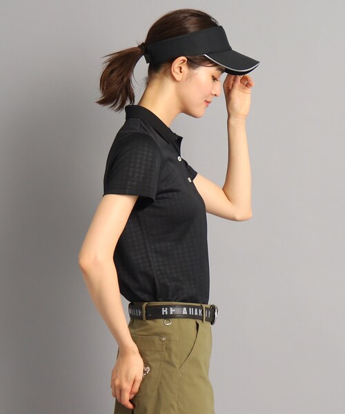 adabat（アダバット）の「◆【吸水速乾】千鳥柄デザイン 半袖ポロシャツ（ポロシャツ・レディース・ブラック系3/ベージュ系その他6・38/40/42）」の14枚目の写真