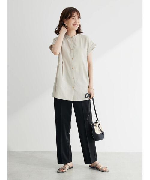 Green　Parks（グリーンパークス）の「フレンチスリーブタックブラウス（シャツ/ブラウス・レディース・イエロー/ベージュ/ブラック/ブルー・FREE）」の5枚目の写真